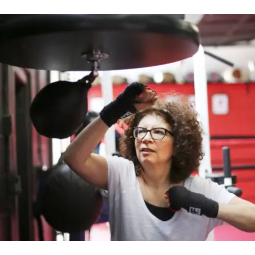 A woman boxing